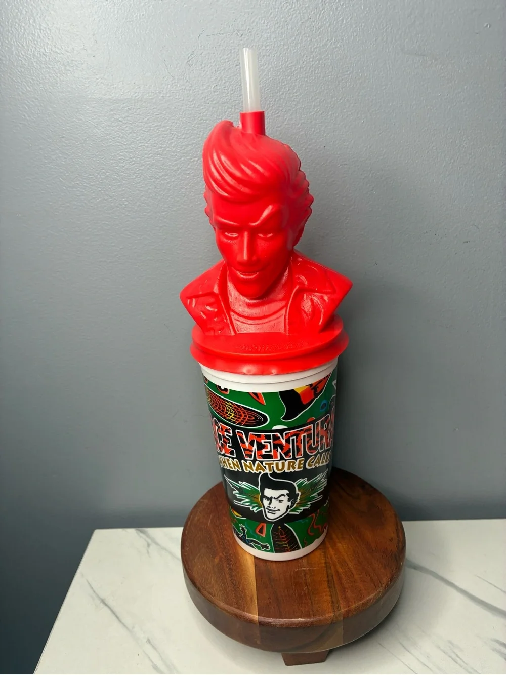 Ace Ventura Promotional Bust Cup with Straw 1990s Movie Collectible